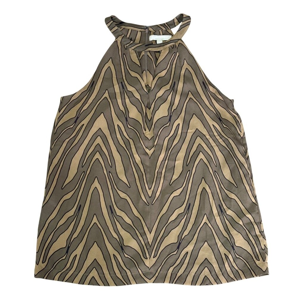 BANANA REPUBLIC ANIMAL PRINT HALTER SLEEVELESS TOP WOMENS XS LINED BROWN